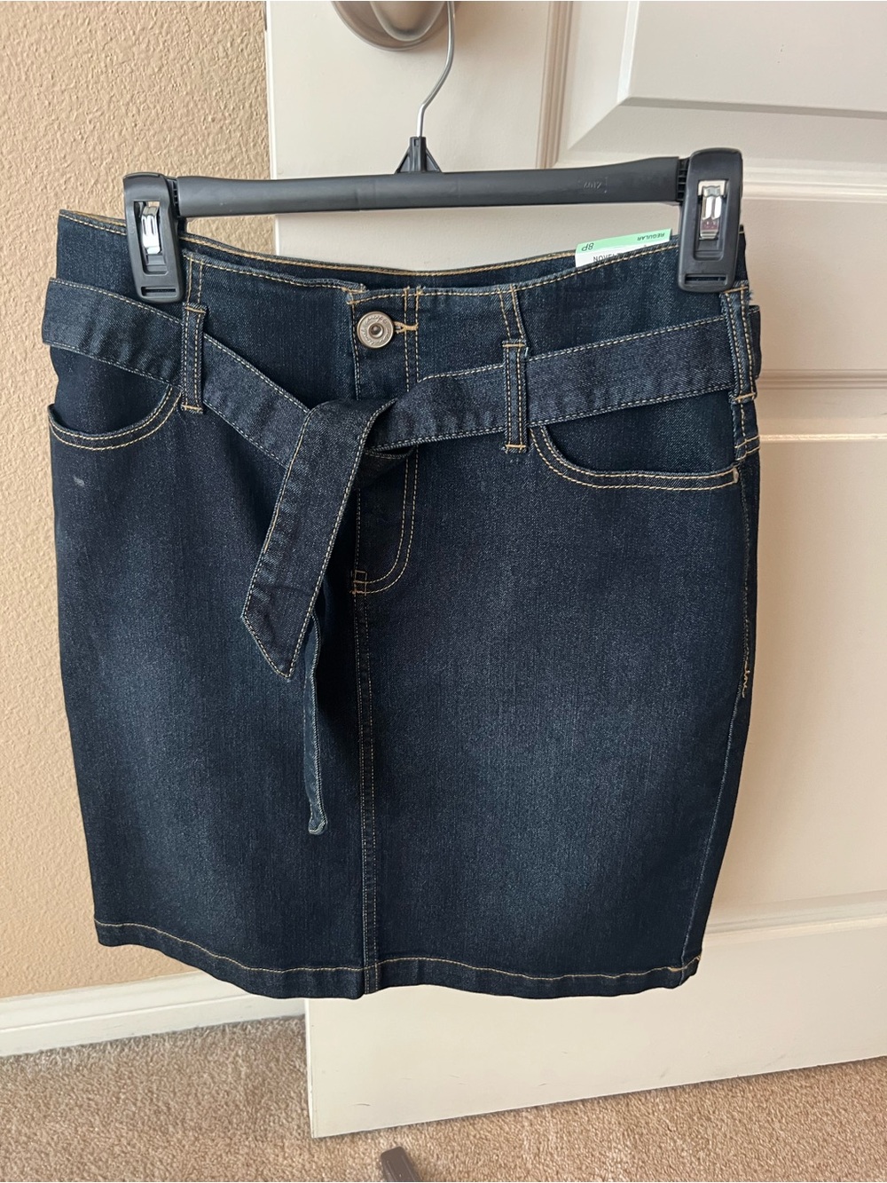INC International Concepts Dark Blue Denim Belted Mini Skirt